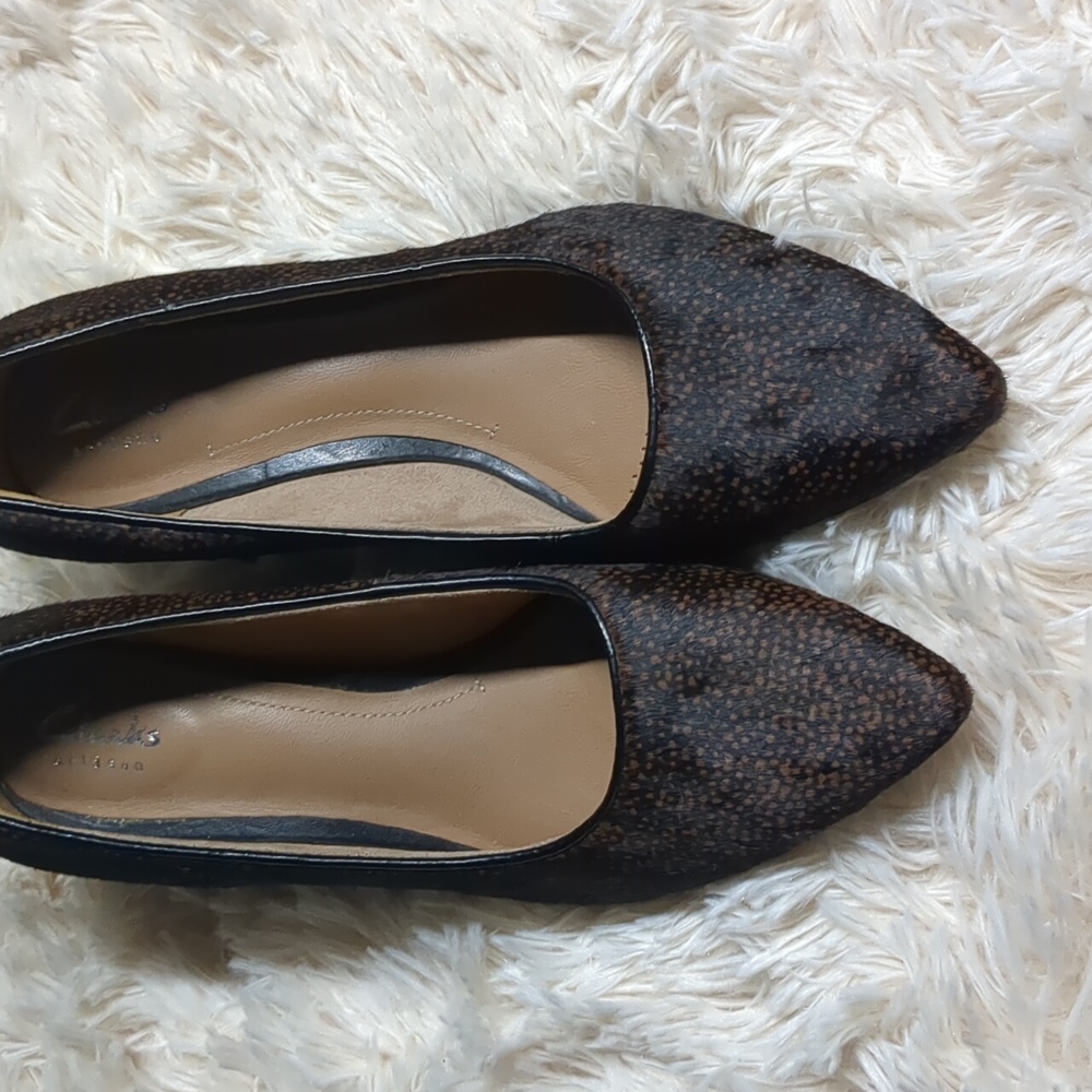 Clarks Artisan Leopard Calf Hair Animal Print Heels Pumps Leather Hair Size 7.5 - Picture 8 of 12